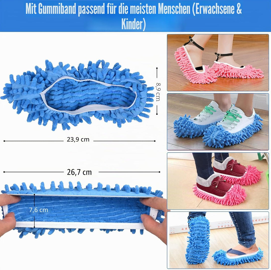 10 Stück Wischmopp-Hausschuhe für Bodenreinigung, waschbar, wiederverwendbar, Mikrofaser-Staubmopp-S