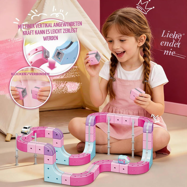 YESHIN Clickrail Electric Train Set, Eisenbahn Elektrisch Cube Track mit Schwerkraft Defying 3D-Layo
