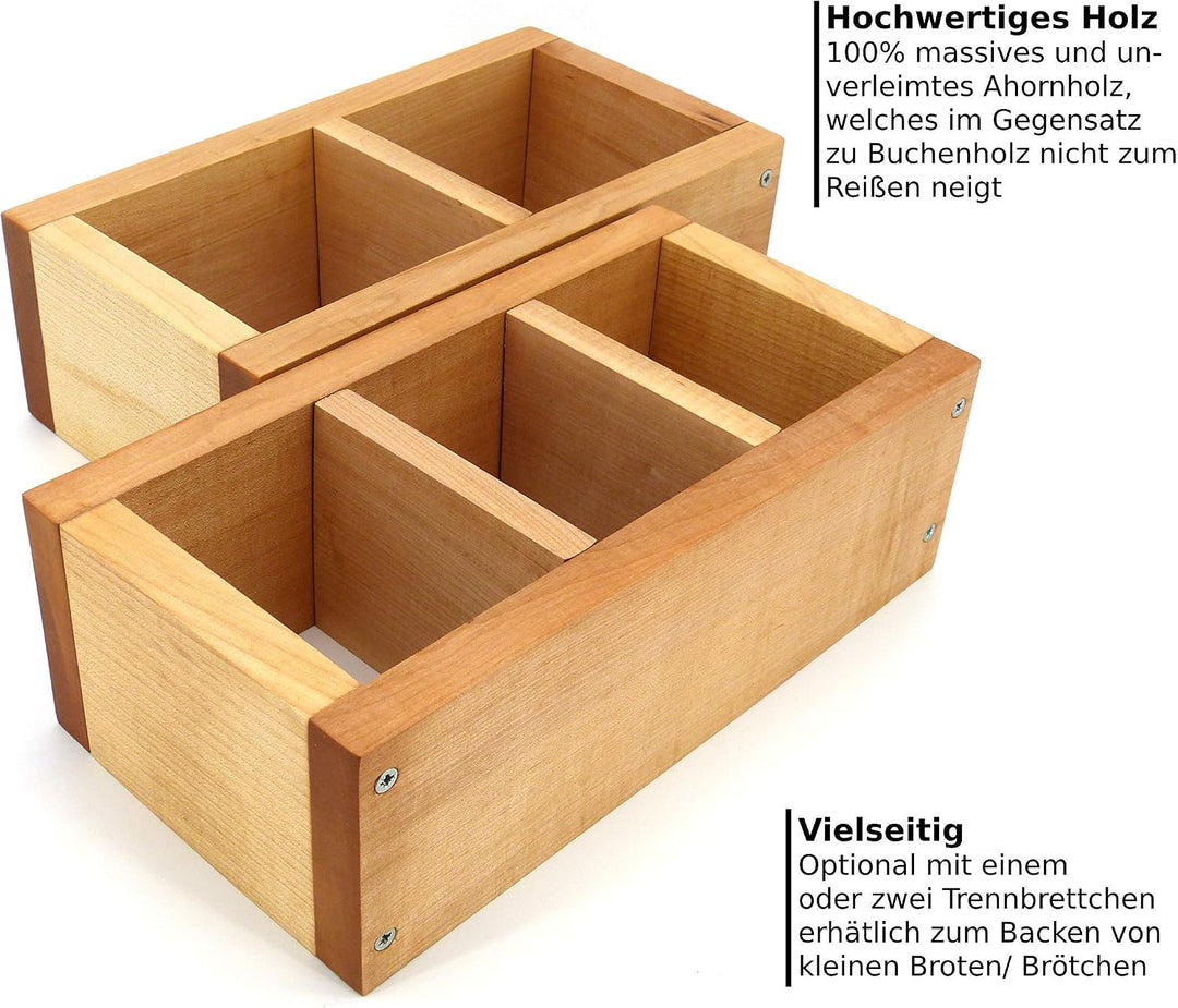 Holzwerk Premium Brot-Backform aus hitzebeständigem massivem Ahorn-holz – hochwertiger Brot-Backrahm
