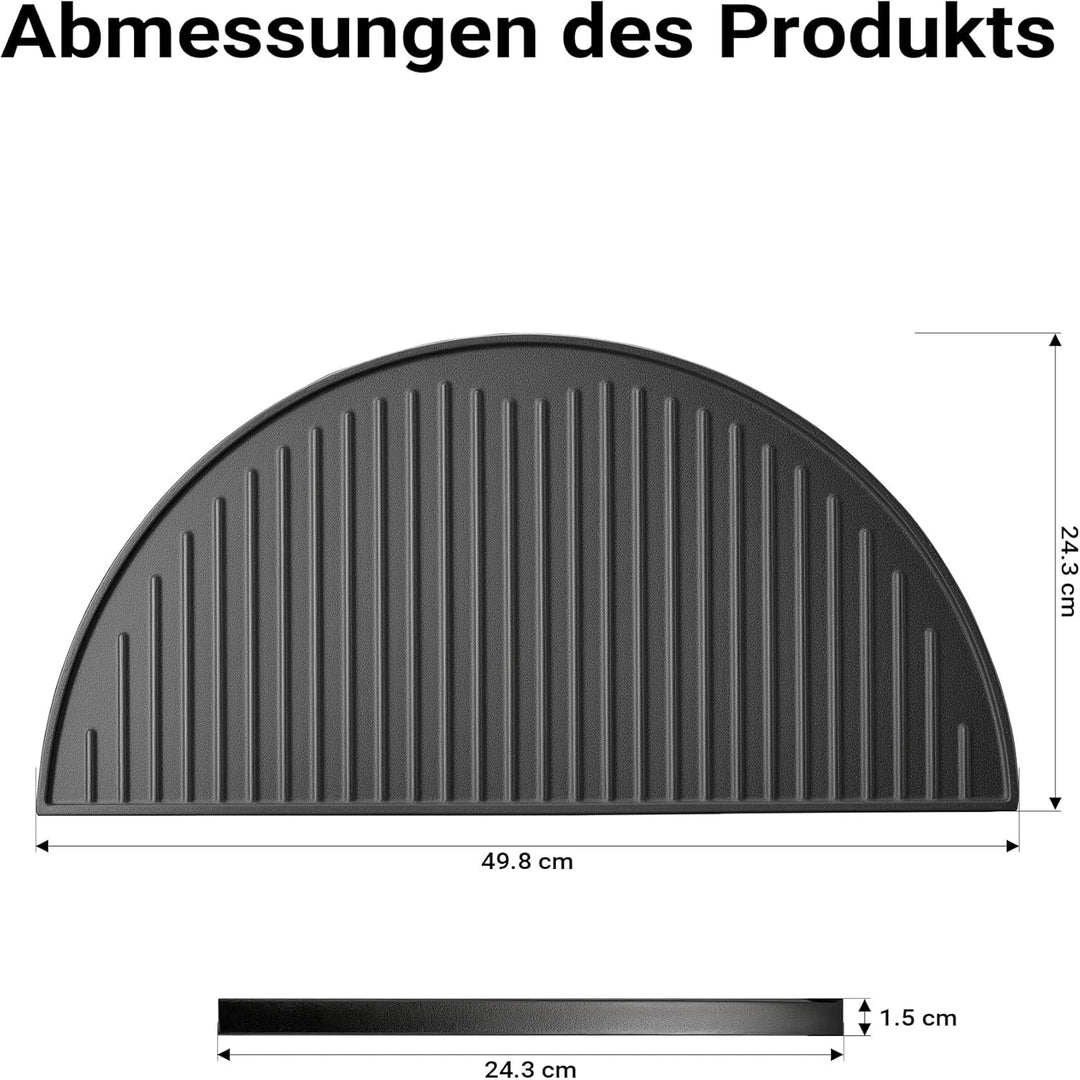 Wiltec Gusseisen Grillplatte 49,8 x 24,3 x 1,5 cm, Gusseisenplatte für Grill mit guter Hitzespeicher