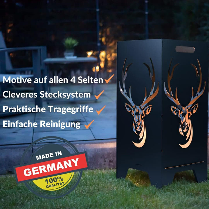 FEUERTONNEN BERTLING® Feuertonne Mit Natur Motiv | Stabiles Stecksystem Mit Tragegriffen | Besonders