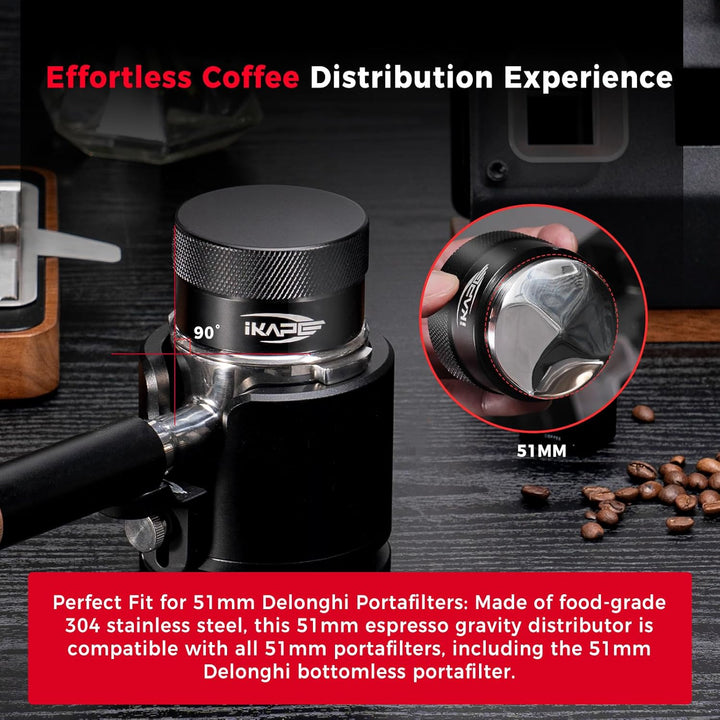 IKAPE Kaffee Produkte, 51MM Kaffee Verteiler, Schwerkraft Adaptive Espresso Verteiler Passend für al