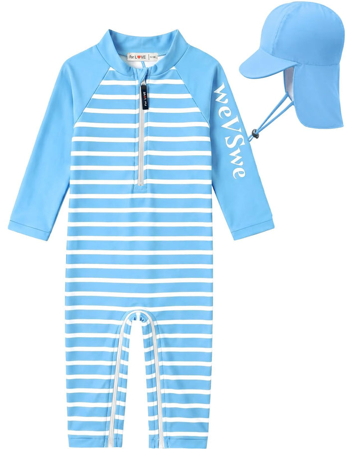weVSwe Baby Bademode UPF 50+ Schutz Junge Badeanzüge Schrittreissverschluss Langarm mit Sommer Sonne