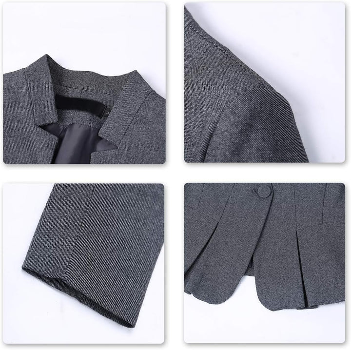 YYNUDA Damen Slim Fit Blazer Sommer Elegant Anzugjacke mit EIN Knopf Kurz für Office Business M Dunk