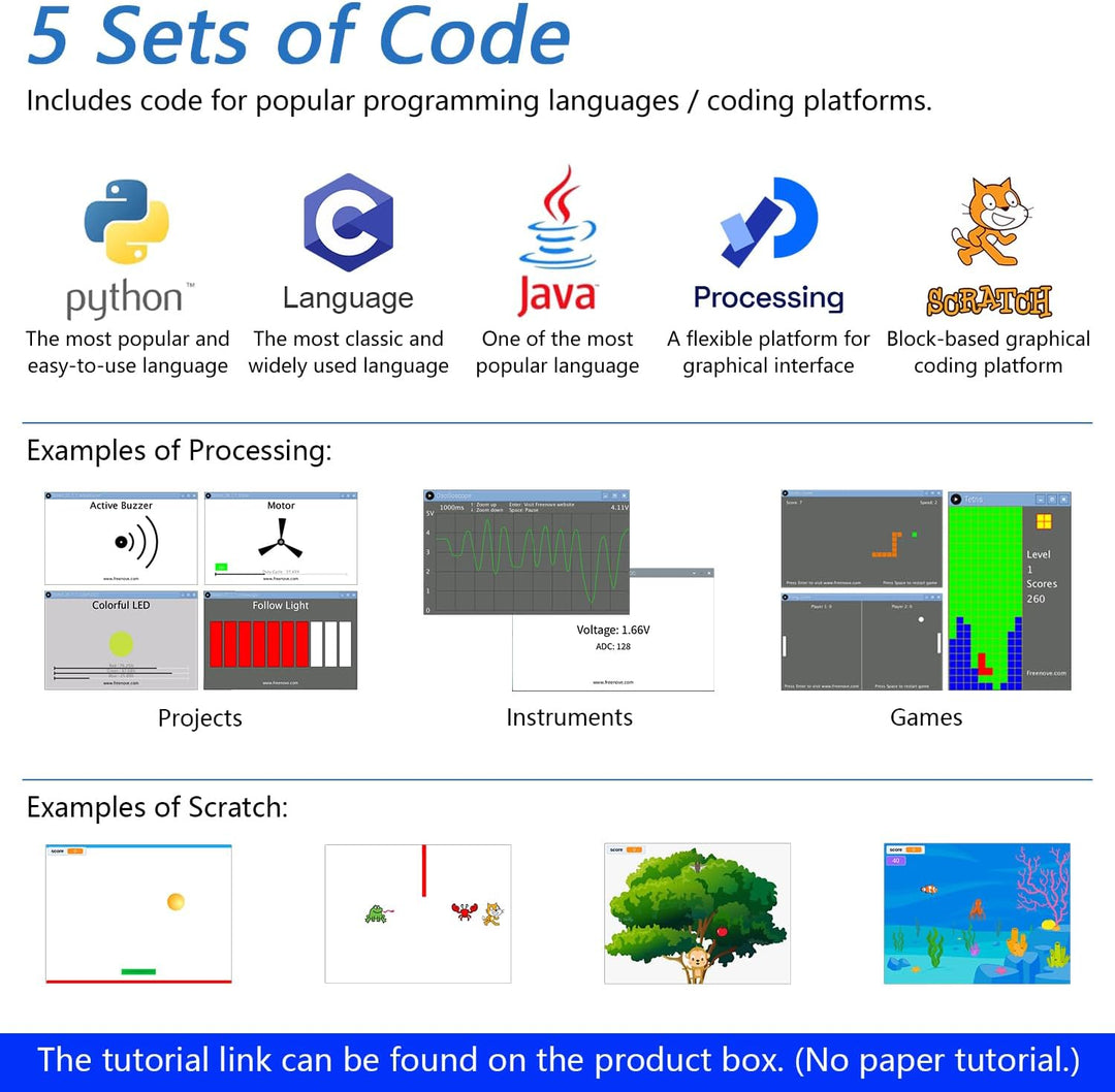 FREENOVE Complete Starter Kit for Raspberry Pi 4 B 3 B+ 400, Python C Java Scratch Code, 708-Page Tu