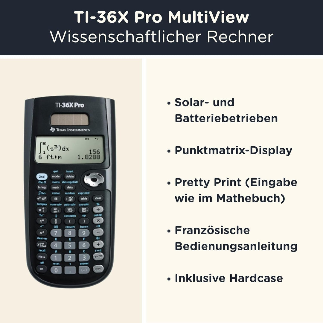 CALCUSO Sparpaket: TI-36X Pro technisch-wissenschaftlicher Taschenrechner + WYNGS Schutztasche rot +