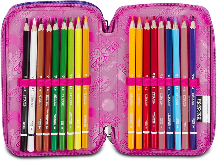 Seven Federmäppchen, Mäppchen, Mehrfarbig, Federtasche für Schreibwaren, Etui mit Stiften, Kugelschr
