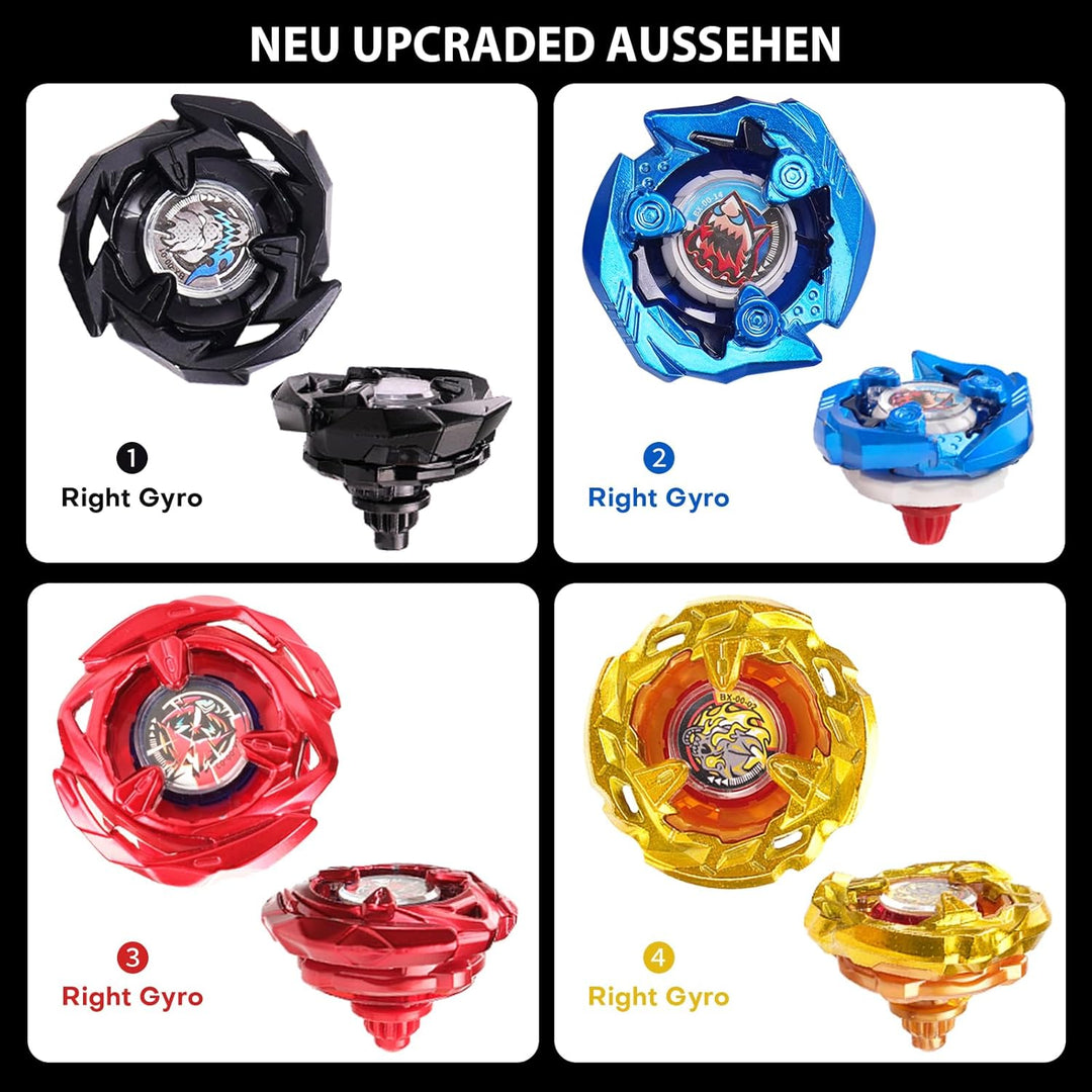 Gryo X Arena Battle Set Ausgestattet mit X Acceleration Rail - 4 Kampfkreisel, 2 Launchers und Stadi