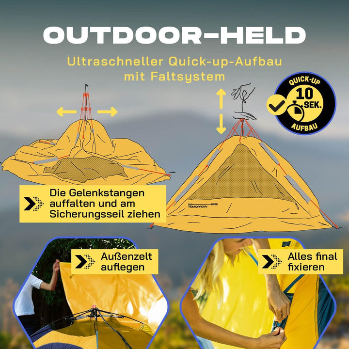 Lumaland Camping Zelt | Leichtes Pop Up Wurfzelt | 2-4 Personen Kuppelzelt | Trekking & Festival Igl