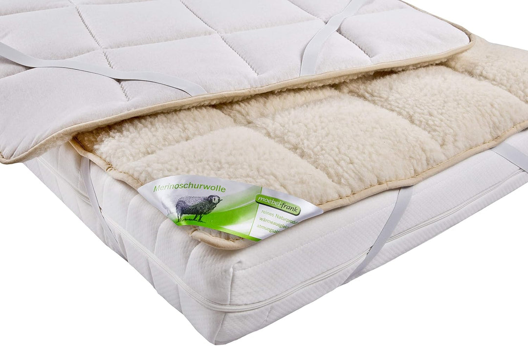 franknatur - Unterbett Lammflor mit Merino Schurwolle Matratzen-Auflage 90x200 90 x 200 cm, 90 x 200