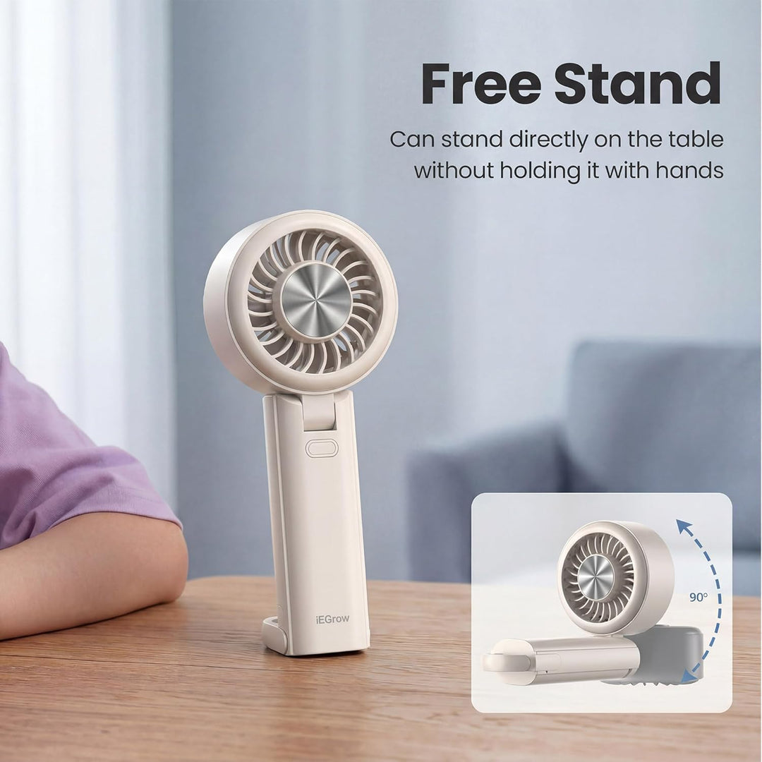 iEGrow Handventilator, Tragbarer USB Aufladbarer Mini Ventilator mit 3 Geschwindigkeitsstufen, Faltv