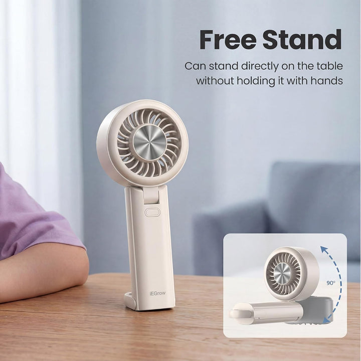 iEGrow Handventilator, Tragbarer USB Aufladbarer Mini Ventilator mit 3 Geschwindigkeitsstufen, Faltv
