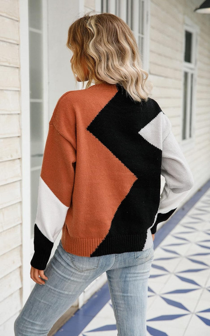 ASOMI Strickpullover Damen Gestreift Kariert: Elegant Rollkragen Pullover Winterpullover Warm Herbst