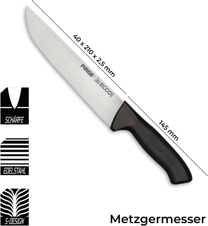 Pirge Metzgermesser Set 4 TLG Schlachtermesser - Fleischermesser - Stechmesser - Exzellenter Schärfe