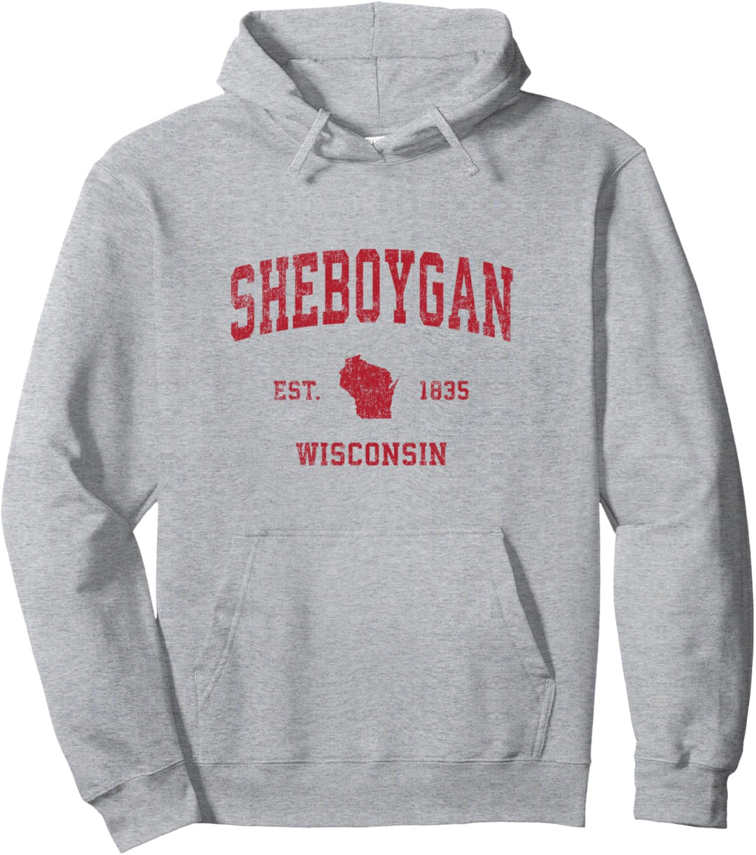 Sheboygan Wisconsin WI Vintage-Sport-Design, roter Druck Pullover Hoodie