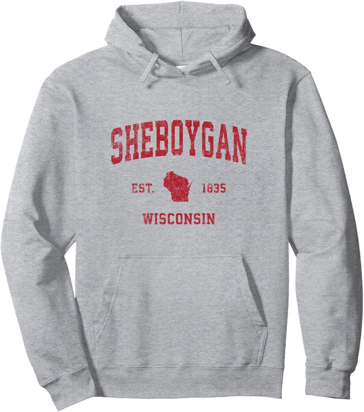 Sheboygan Wisconsin WI Vintage-Sport-Design, roter Druck Pullover Hoodie