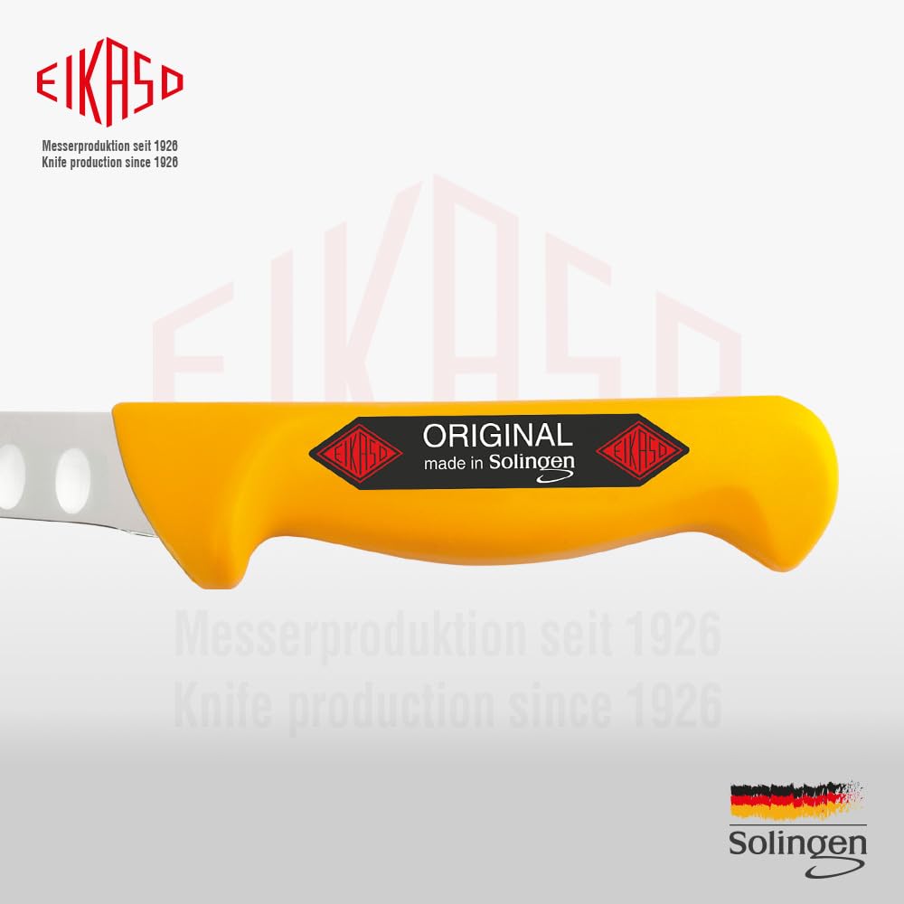 EIKASO Solingen Ausbeinmesser 16cm gerade mit steifer Klinge und Kullen (-schliff) in gelb 16 cm, 16