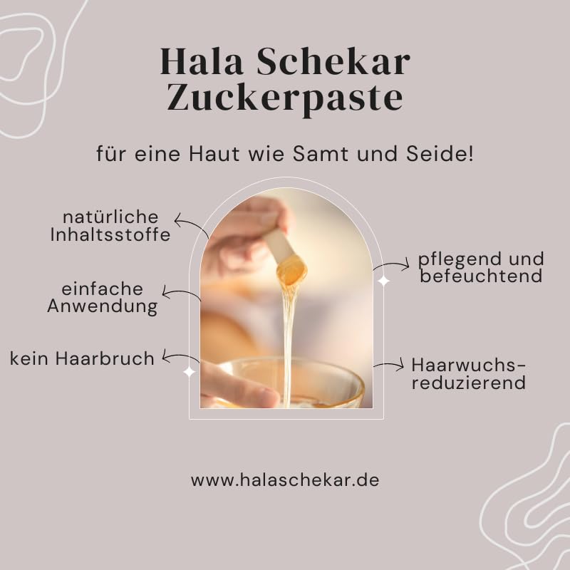 SET: Haarentfernung, Enthaarung mit Hala Schekar Orientalischer Zuckerpaste – Starter-Set: Dose Zuck