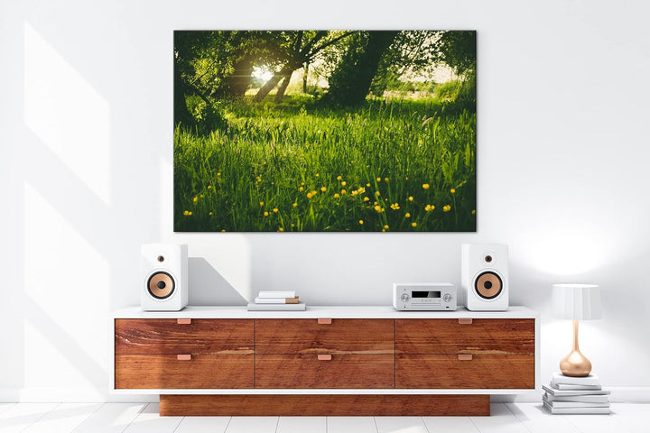 deyoli zauberhafte Butterblumen auf einer Wiese Format: 80x60 als Leinwand, Motiv fertig gerahmt auf