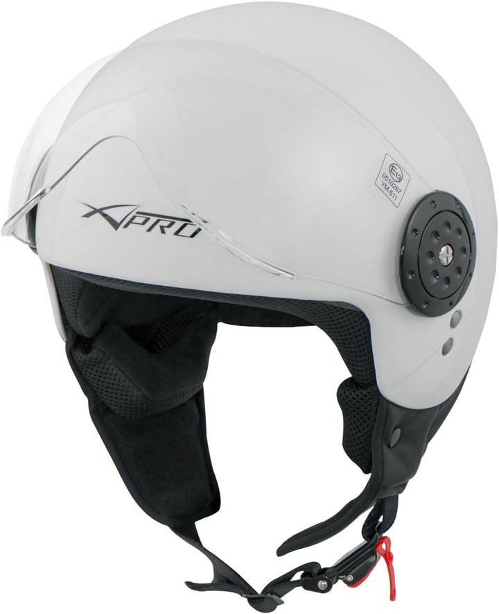 Motorradhelm Roller Jet Demi Helm Scooter Homologiert Avio Visor 59-60 cm ( L) Weiss, 59-60 cm ( L)