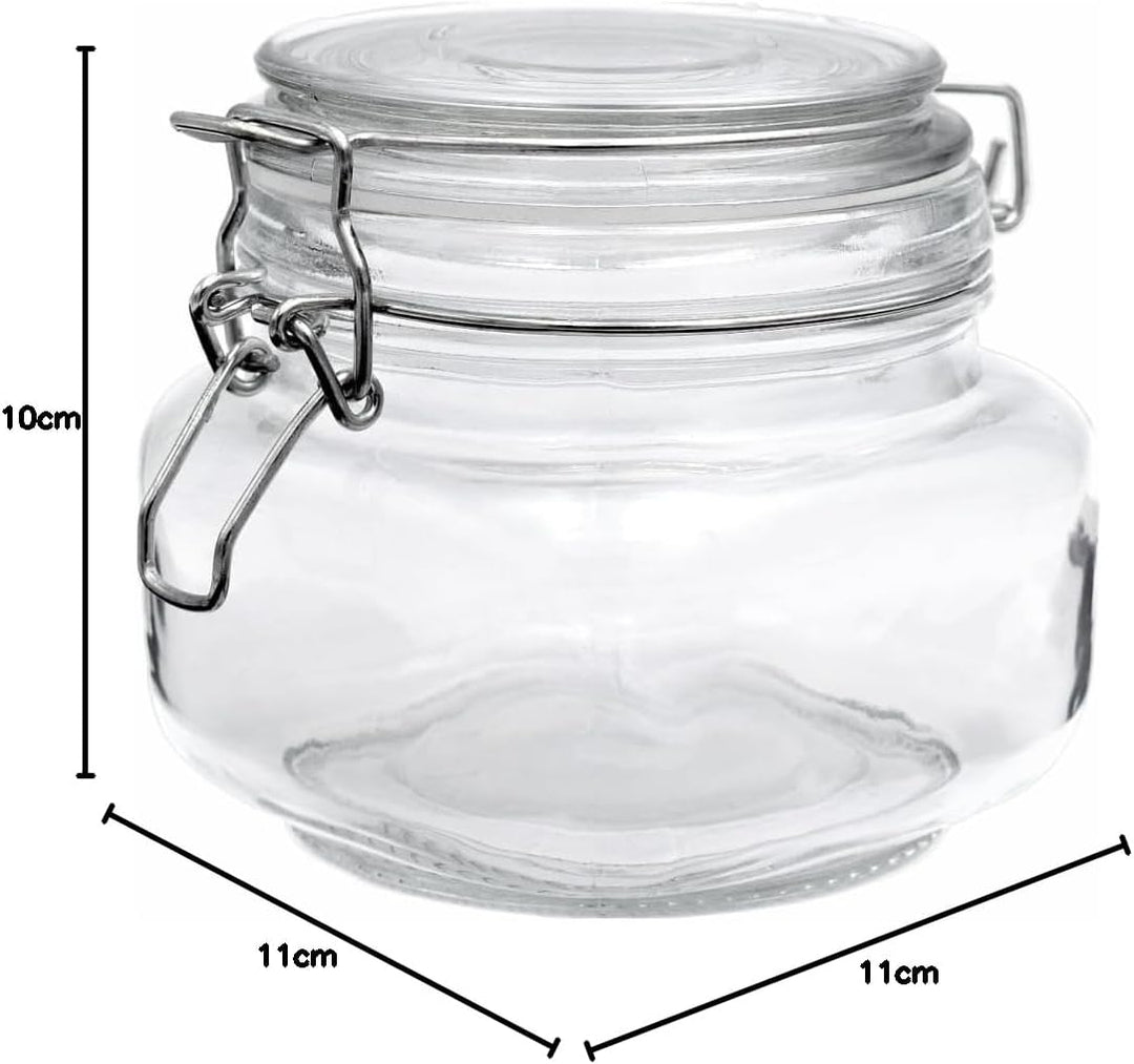 gouveo 6er Set Vorratsgläser 500 ml eckig mit Bügelverschluss - Bügelgläser aus Glas mit Drahtbügelv