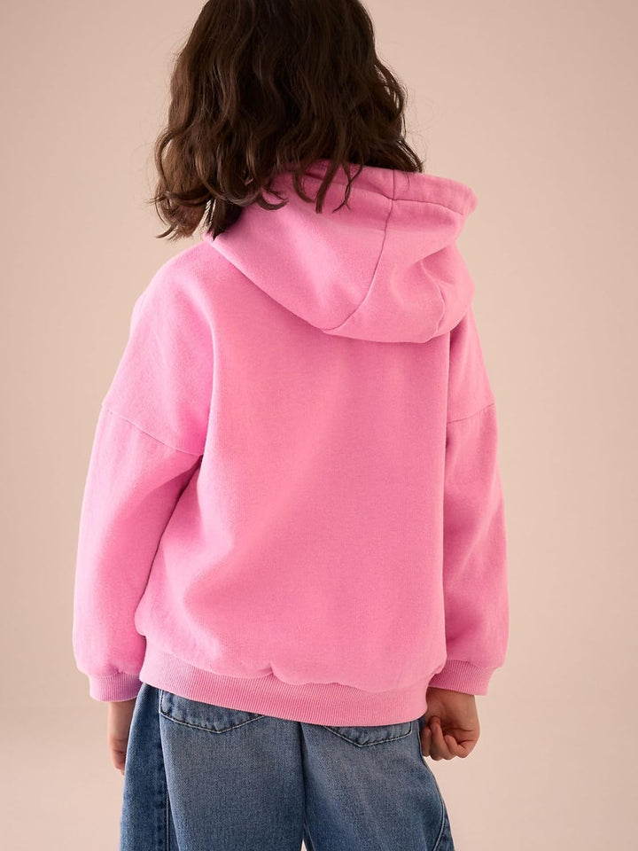 Next Mädchen Standard Kapuzenjacke mit durchgehendem Reissverschluss 122 Blush Pink, 122 Blush Pink