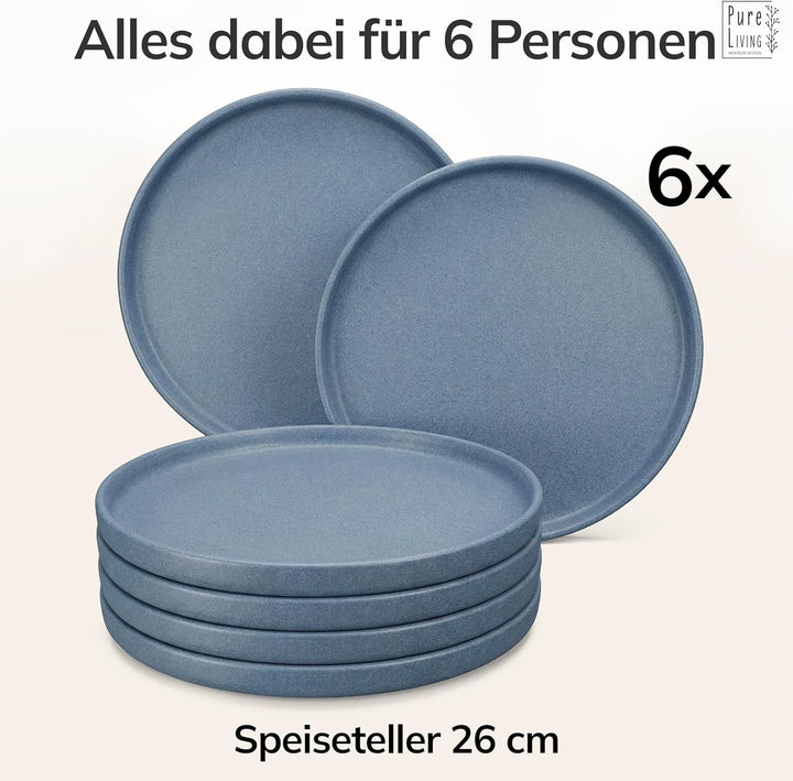 Steingut Teller gross 6 Pers. Hochwertiges Urban Style TEST SEHR GUT Speiseteller Set - Spülmaschine