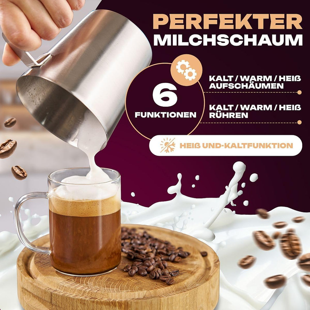 ProfiCook® Milchaufschäumer mit Heiss- und Kaltfunktion | Milchaufschäumer elektrisch mit 6 Funktion