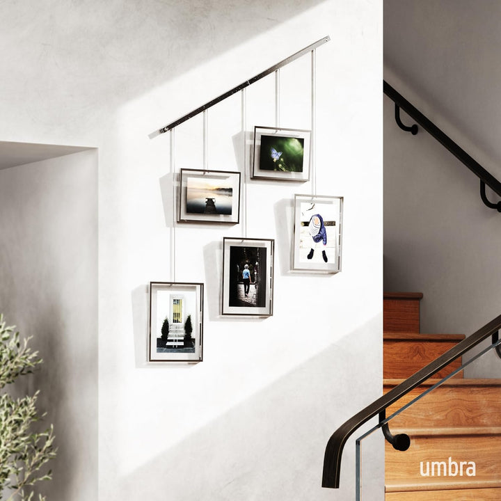 Umbra Exhibit Foto Collage Bilderrahmen – Flexibles Bilderrahmen-Set zur Horizontalen und Diagonalen