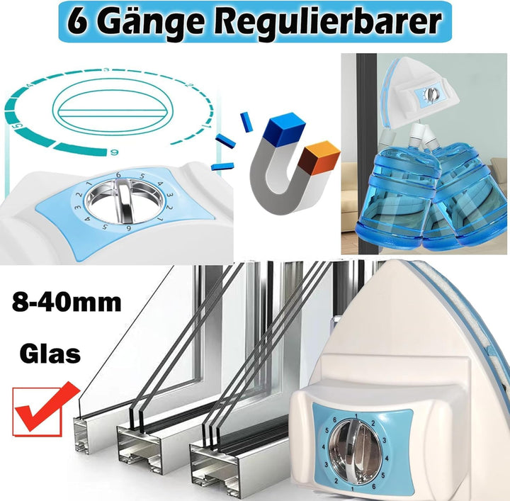 Hooha Magnetische Fensterreiniger Mit 6-Gang Einstellbar,ABS Fensterputzer Magnetisch für Fenster vo