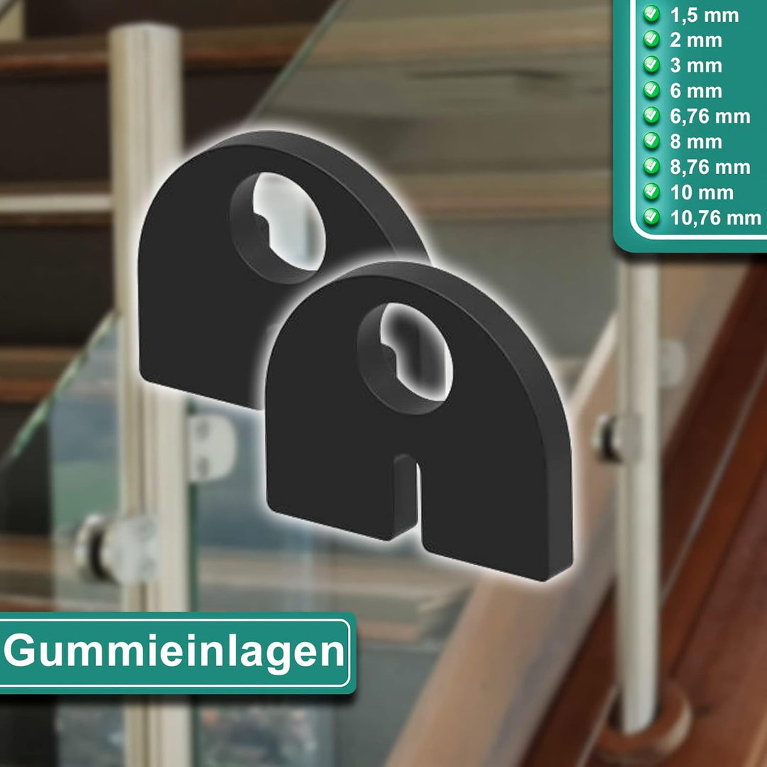 PRIOstahl Glashalter 4 Stück Glasklemmen Klemmhalter Glasplattenhalter 50 x 40 x 26 mm mit Sicherung