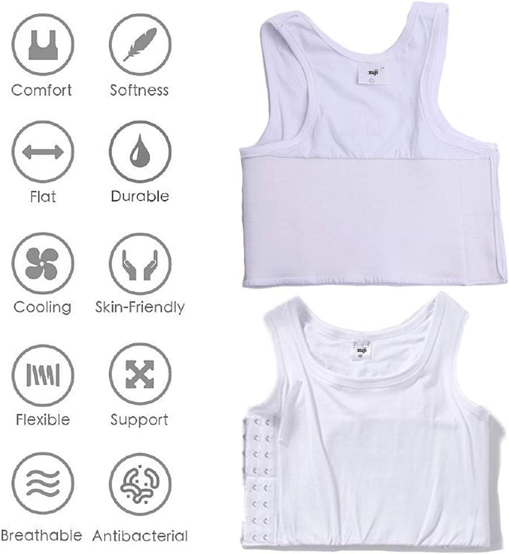 XUJI Brust binder Atmungsaktiv Baumwolle mit Gummiband für Transgender FTM Weiss 4XL, Weiss 4XL