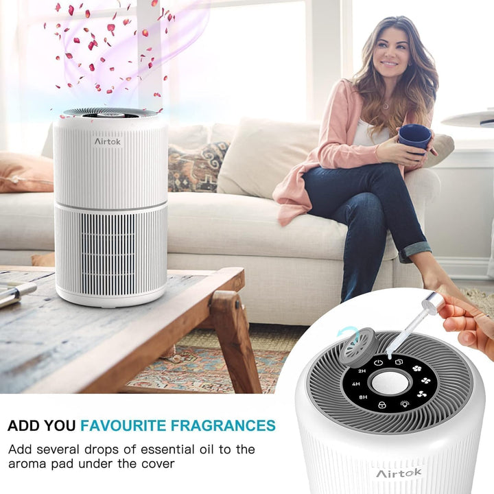 AIRTOK 2PC Luftreiniger, Luftreiniger Allergiker mit Aromatherapiefunktion, 99,97% Entfernung bis 0,