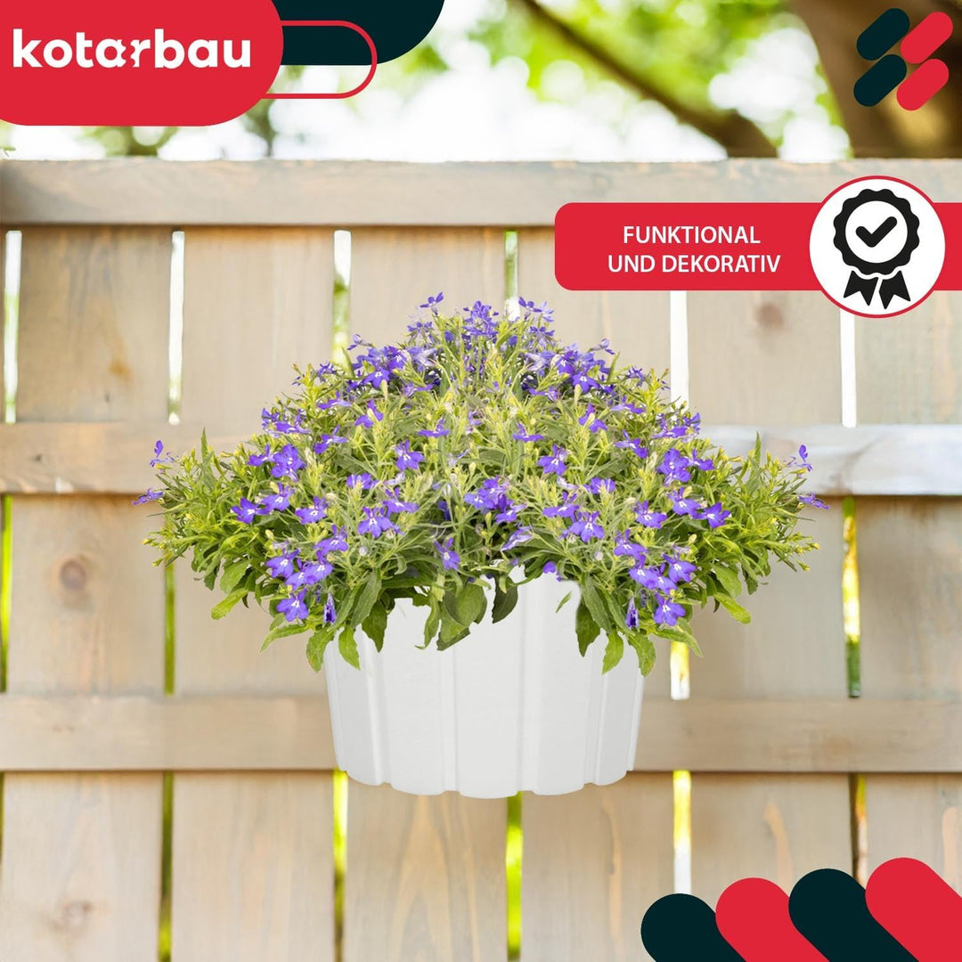KOTARBAU® 4er Set Blumentopf Hängend - Pflanzkübel - ⌀ 15 cm H: 13 cm Weiss - Übertopf Kunststoff -