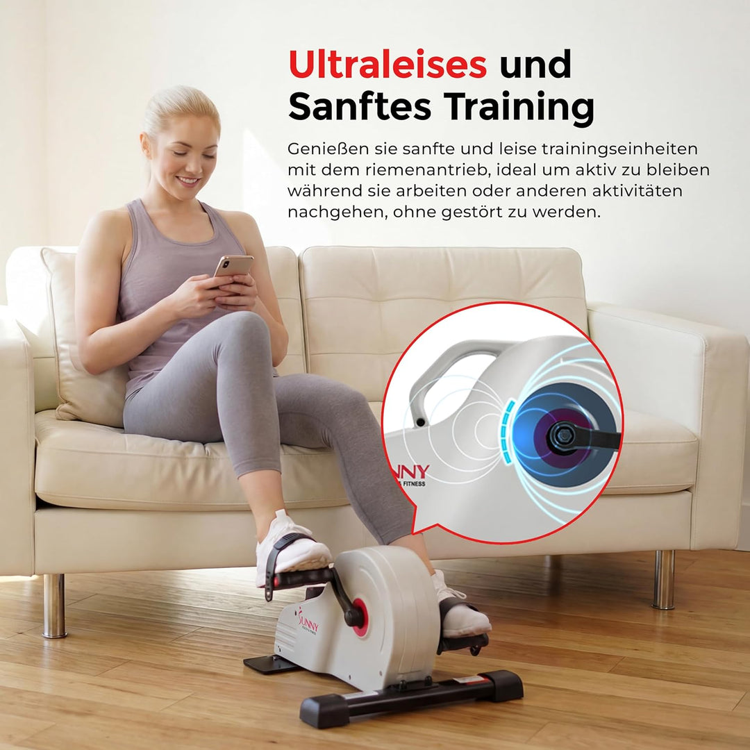 Sunny Health &amp; Fitness Smart-Heimtrainer, Untertisch-Mini-Pedaltrainer mit Doppelfunktion für Senior