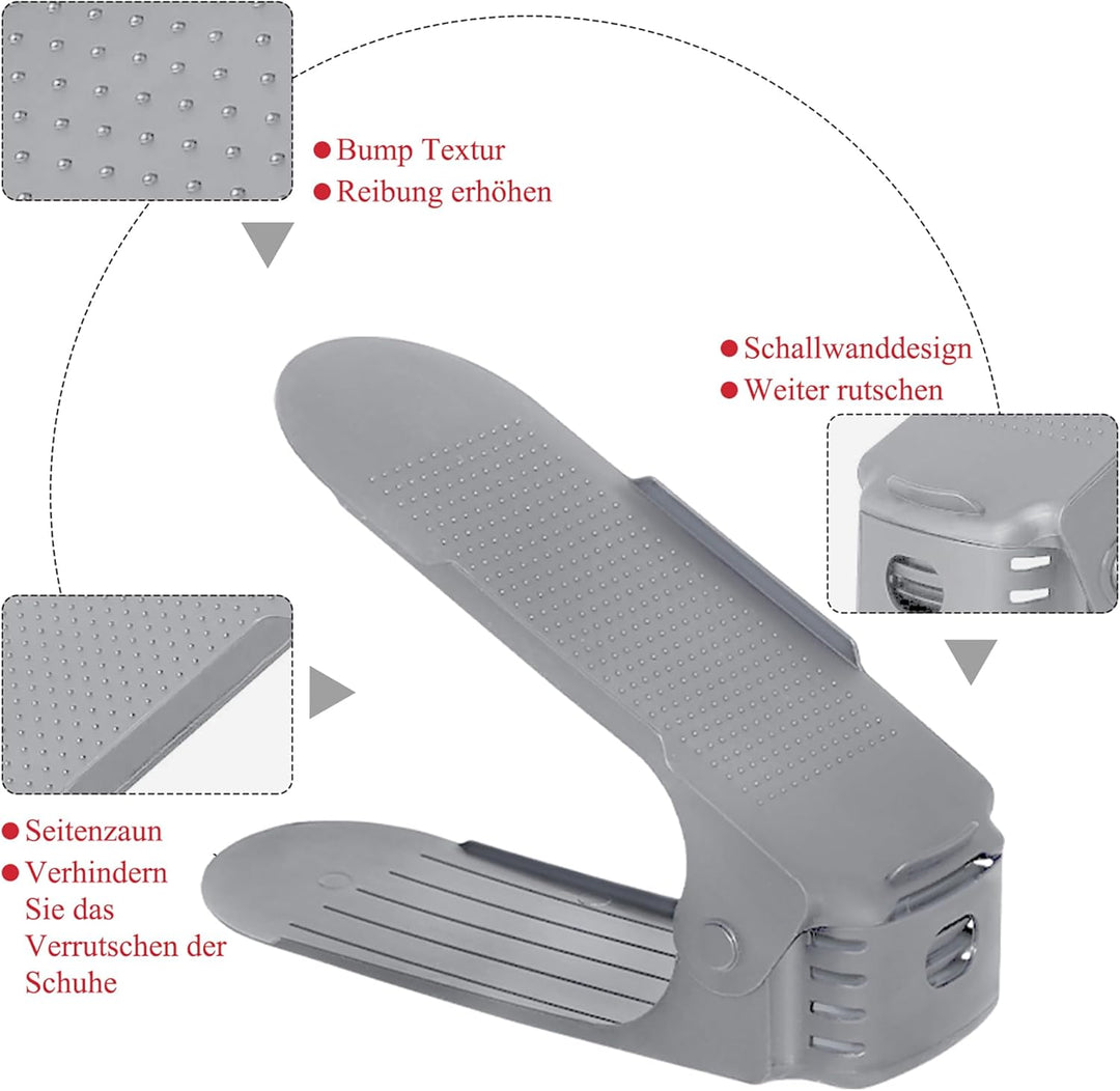 YRHome 20 Stück Einstellbare Schuhregale Schuhorganizer Schuh Organisierer aus PP-Material, 3 höhenv