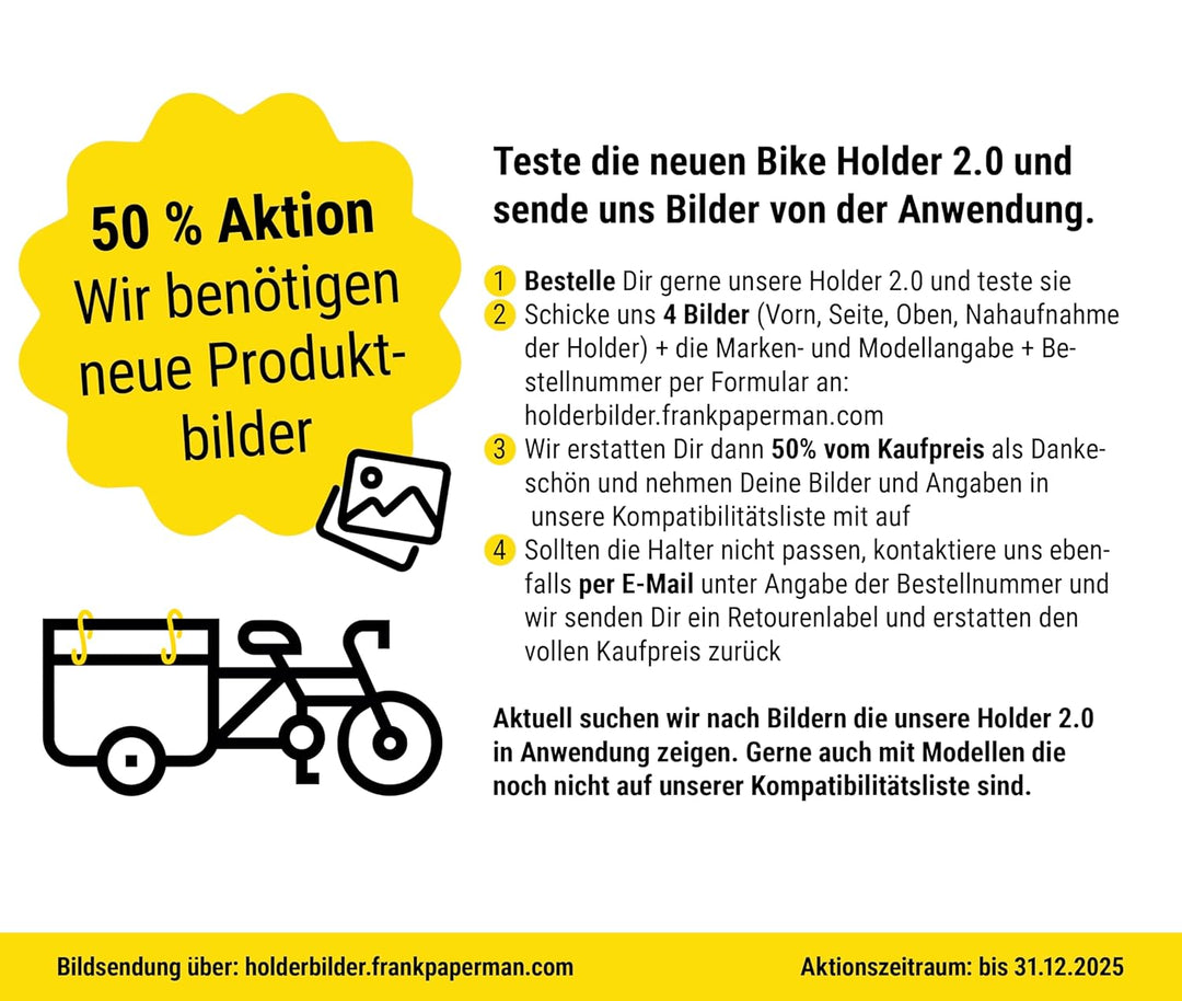 Frank Bike Holder M 2.0 – 2X Halterung für Kinderfahrrad &amp; Laufrad am Lastenrad | kompatibel mit Urb