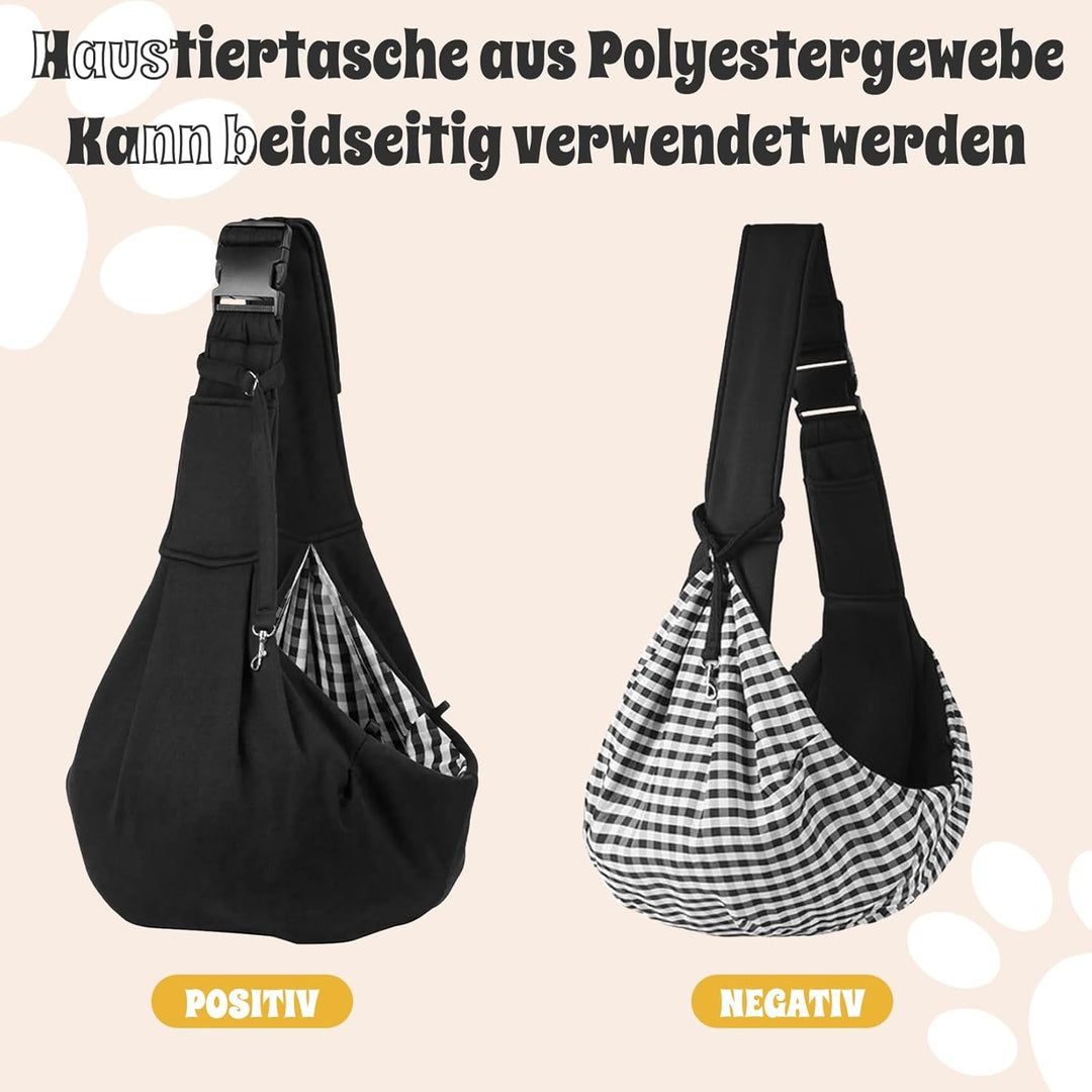 Hundetragetasche, Tragbare Haustier Hundetasche mit Verstellbare Schultergurt und Fronttasche Wendba