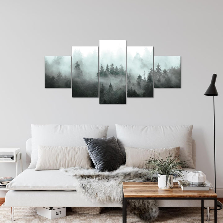 Runa Art Wandbilder Wald Natur 5 Teilig Bild auf Vlies Leinwand Deko Wohnzimmer Schlafzimmer Panoram