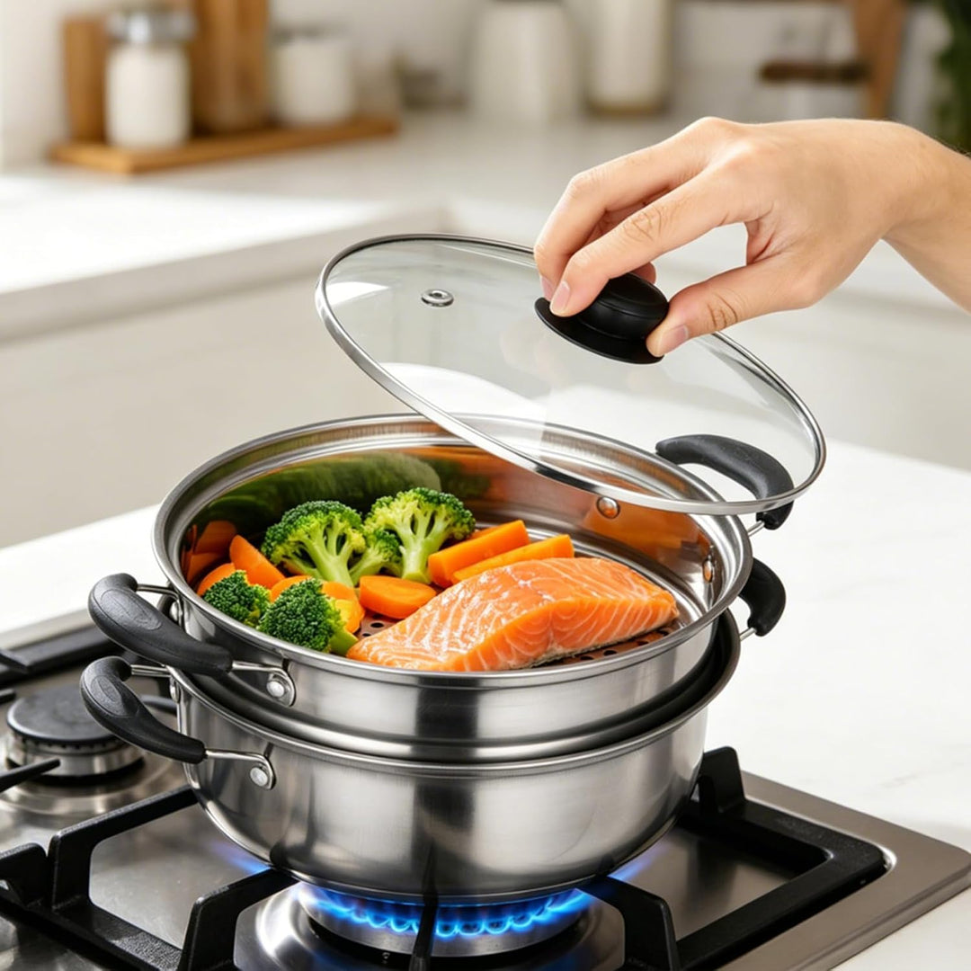 PRETYZOOM Suppentopf Action Topf zum Einführen mit Dampfgarer mit Sieb Couscous-Topf Induktion Kocht
