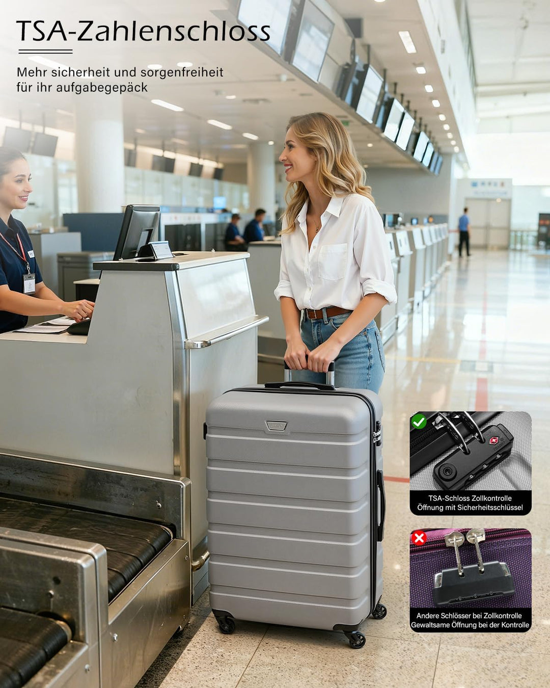 COOLIFE Koffer Premium Koffer Hartschalenkoffer Trolley Rollkoffer Reisekoffer Kofferset Handgepäck