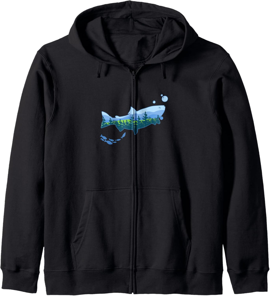 Outdoor Angeln Geschenk Fisch Und Berge Kapuzenjacke