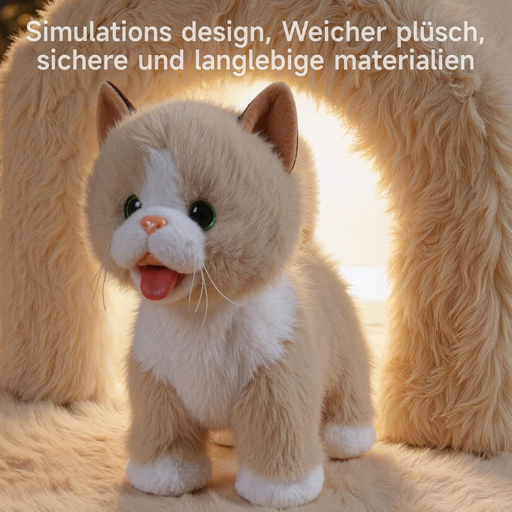 TUMAMA Interaktives Katze Spielzeug für Kinder, Kuscheltier Kittens Mit Fernbedienung Leine Der Läuf