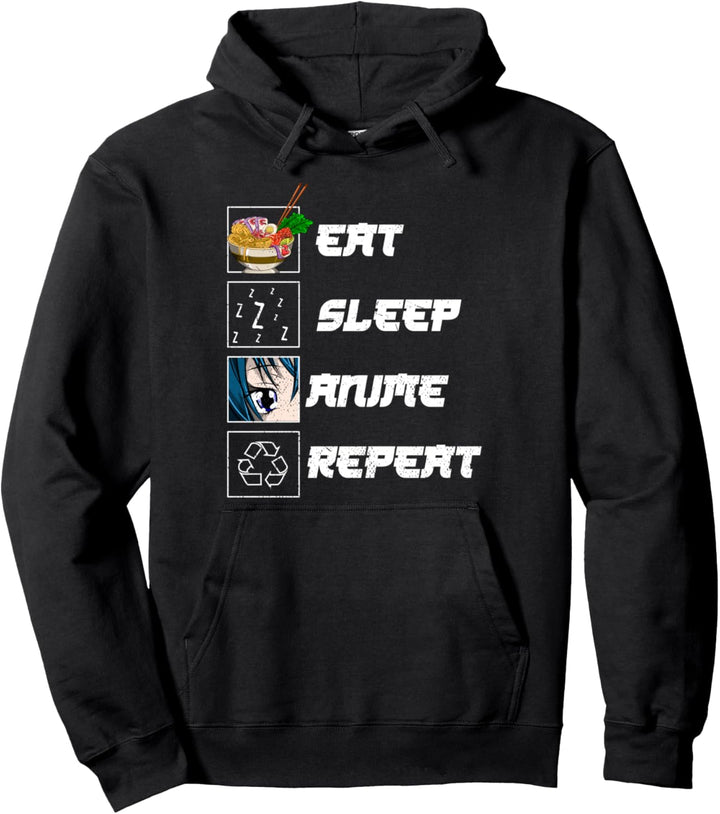Japanisches Ramen Essen Schlafen Anime Wiederholen Anime Pullover Hoodie