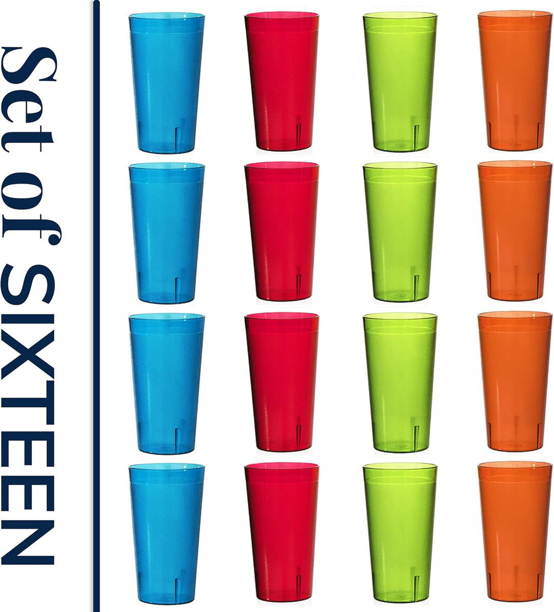 US Acrylic Café Trinkbecher aus Kunststoff, stapelbar, 590 ml, in 4, 16 Trinkbecher, wiederverwendba