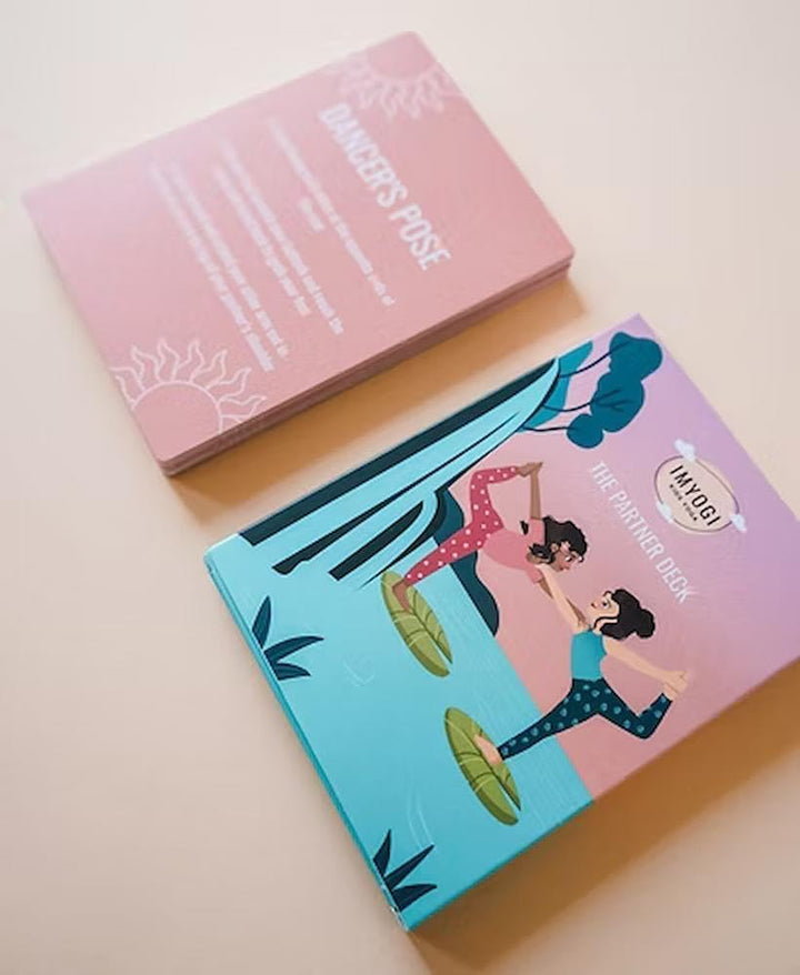 IMYOGI Partner Yoga Karten für Kinder, handillustriert, 30 Partner-Übungen, Meditation für Kinder, K