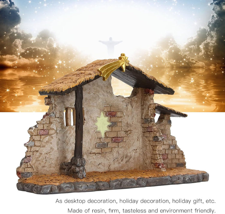 Weihnachtskrippe, Feine, Lebendige Details, Weihnachtskrippe, Schuppenstatue für Feiertags-Desktop-D