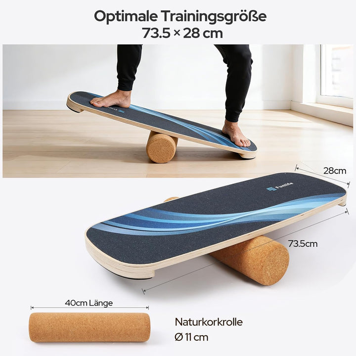 FunLife Balance Board aus Holz – Stabiler Gleichgewichtstrainer für Core Training, Fitness &amp; Balance