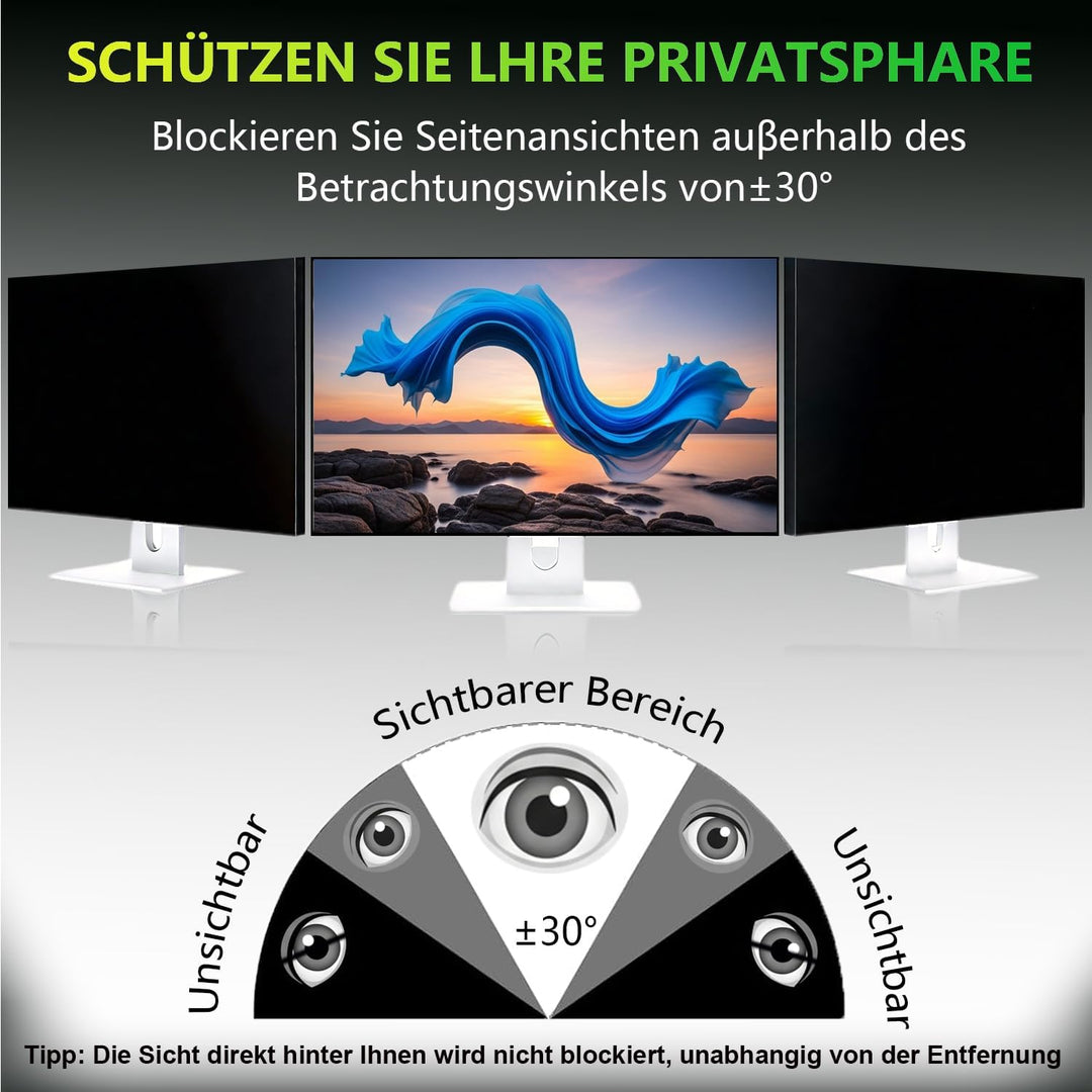 ruord Sichtschutzfolie für 21.5 Zoll 16:9 (47.7x26.8cm) Monitor - Blaulichtfilter & Blendschutz, Abn