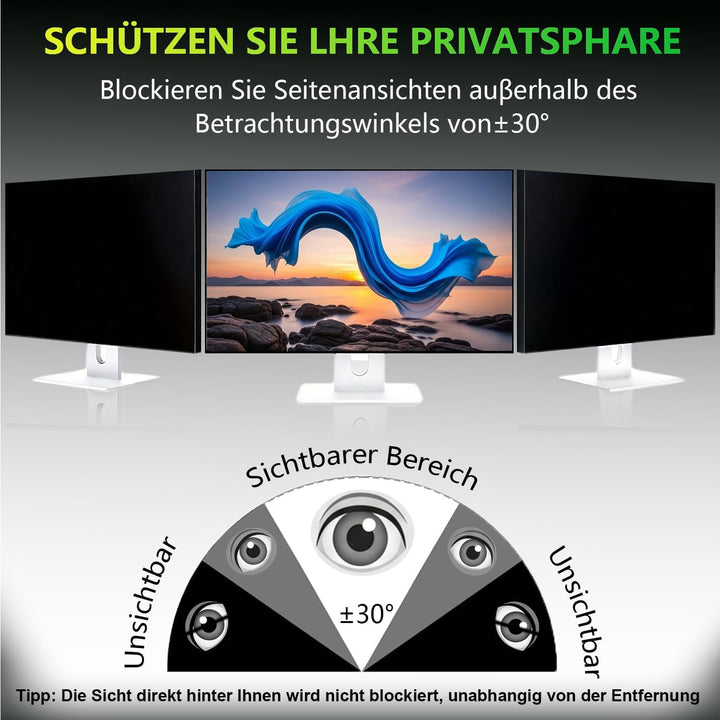 ruord Sichtschutzfolie für 21.5 Zoll 16:9 (47.7x26.8cm) Monitor - Blaulichtfilter & Blendschutz, Abn